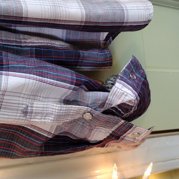 Men's Levi's XL snap button flannel black white red grey - Picture 10 of 11